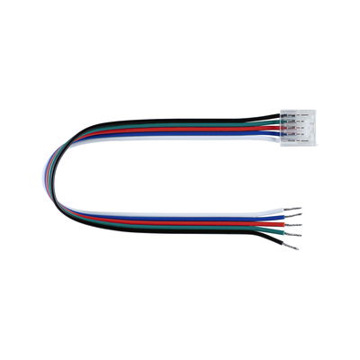 Mehrfarbiges LED-Verbindungskabel mit transparentem Stecker für Lichtinstallationen und Elektronik.