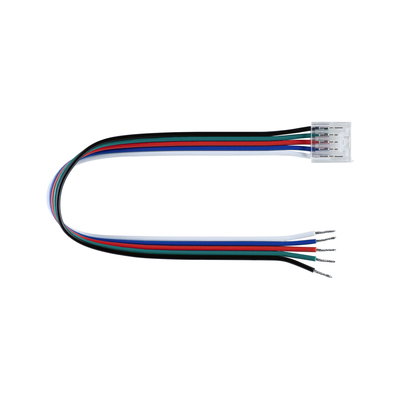 Mehrfarbiges LED-Verbindungskabel mit transparentem Stecker für Lichtinstallationen und Elektronik.