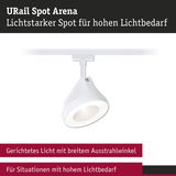 Weißer URail Spot Arena LED-Strahler mit breitem Abstrahlwinkel für hohen Lichtbedarf
