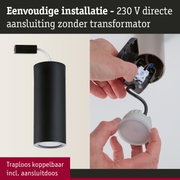 Zwarte metalen LED-plafondlamp met directe 230V aansluiting zonder transformator voor eenvoudige installatie