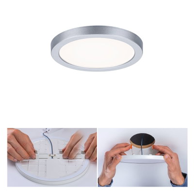 Panneau LED de plafond rond argenté avec lumière blanche, fixation par ressorts, luminaire LED moderne