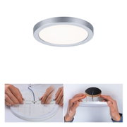 Ronde LED-plafondlamp met zilverkleurige aluminiumrand en witte diffuser voor moderne binnenverlichting