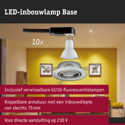 LED-inbouwlamp Base met witte GU10-lamp en zwarte kabel voor directe 230V aansluiting