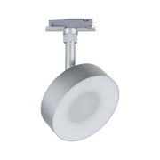 Modern silver metal LED ceiling spotlight with round diffuser for accent lighting