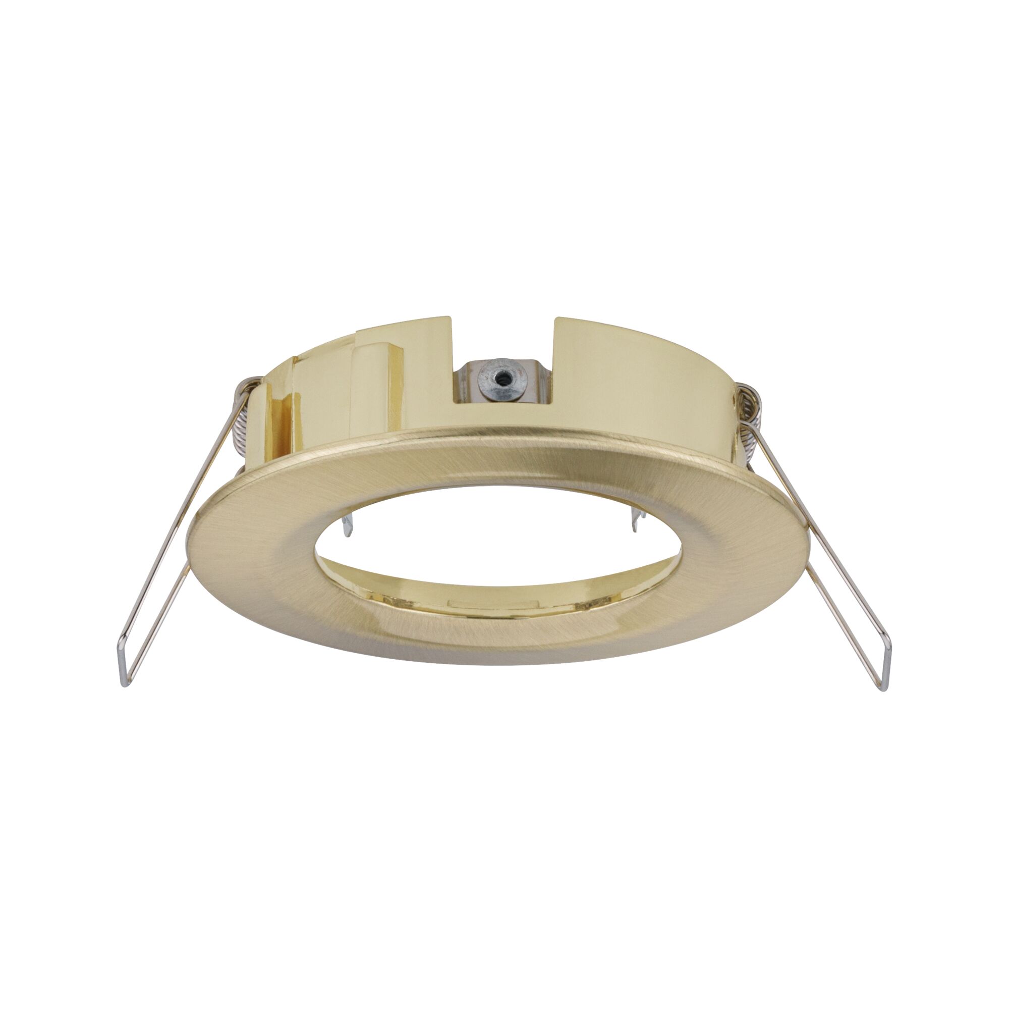 Round recessed spotlight in brushed brass with spring clips for LED lamps