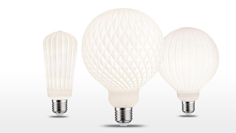 Drie witte lampionlampen met verschillende patronen en E27-fitting voor decoratieve verlichting.