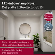 LED-inbouwlamp Nova met platte LED-reflector GU10, 55 mm inbouwdiepte, IP44 spatwaterdicht