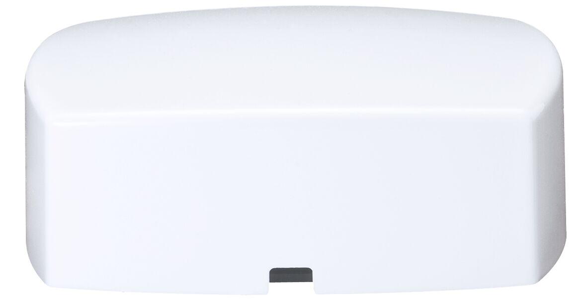 White plastic housing with rounded edges for electronics, compact and simple design.