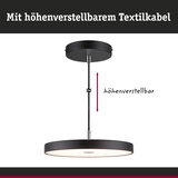 Schwarze LED-Pendelleuchte mit höhenverstellbarem Textilkabel für moderne Wohnräume