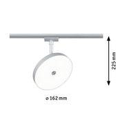 Rundes LED-Spotlicht in Silber mit 162 mm Durchmesser und 225 mm Höhe für Schienensysteme