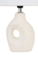 Modern white ceramic lamp base with hole and fine black speckles for stylish home lighting