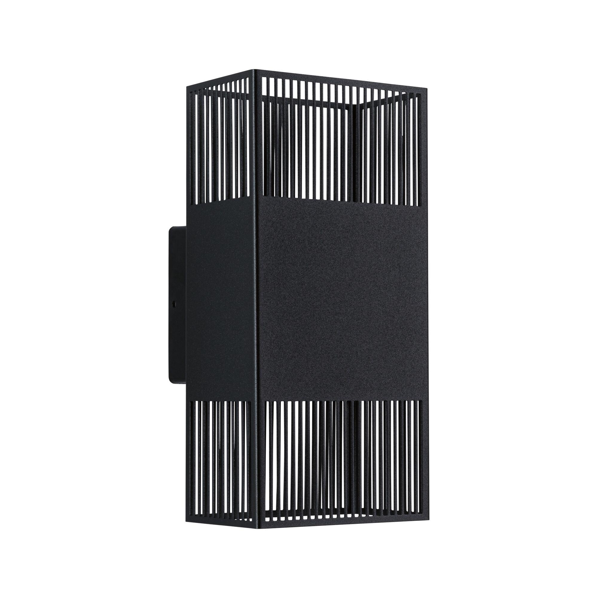 Black metal wall light with vertical slats for modern lighting and wall illumination