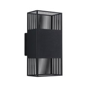 Schwarze Metall-Wandleuchte mit vertikalen Lamellen für modernes Lichtdesign und Wandbeleuchtung