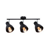 Spot de plafond noir à trois lampes en métal avec ampoules LED chaudes pour intérieur