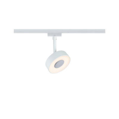 Moderne witte LED-railspot met ronde verlichte ring voor veelzijdige verlichting