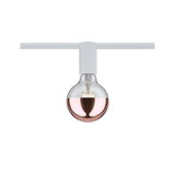 Moderne LED-lamp met half roségouden glas en witte houder voor railsystemen