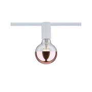 Ampoule LED moderne avec verre doré rose moitié et support blanc pour système de rails