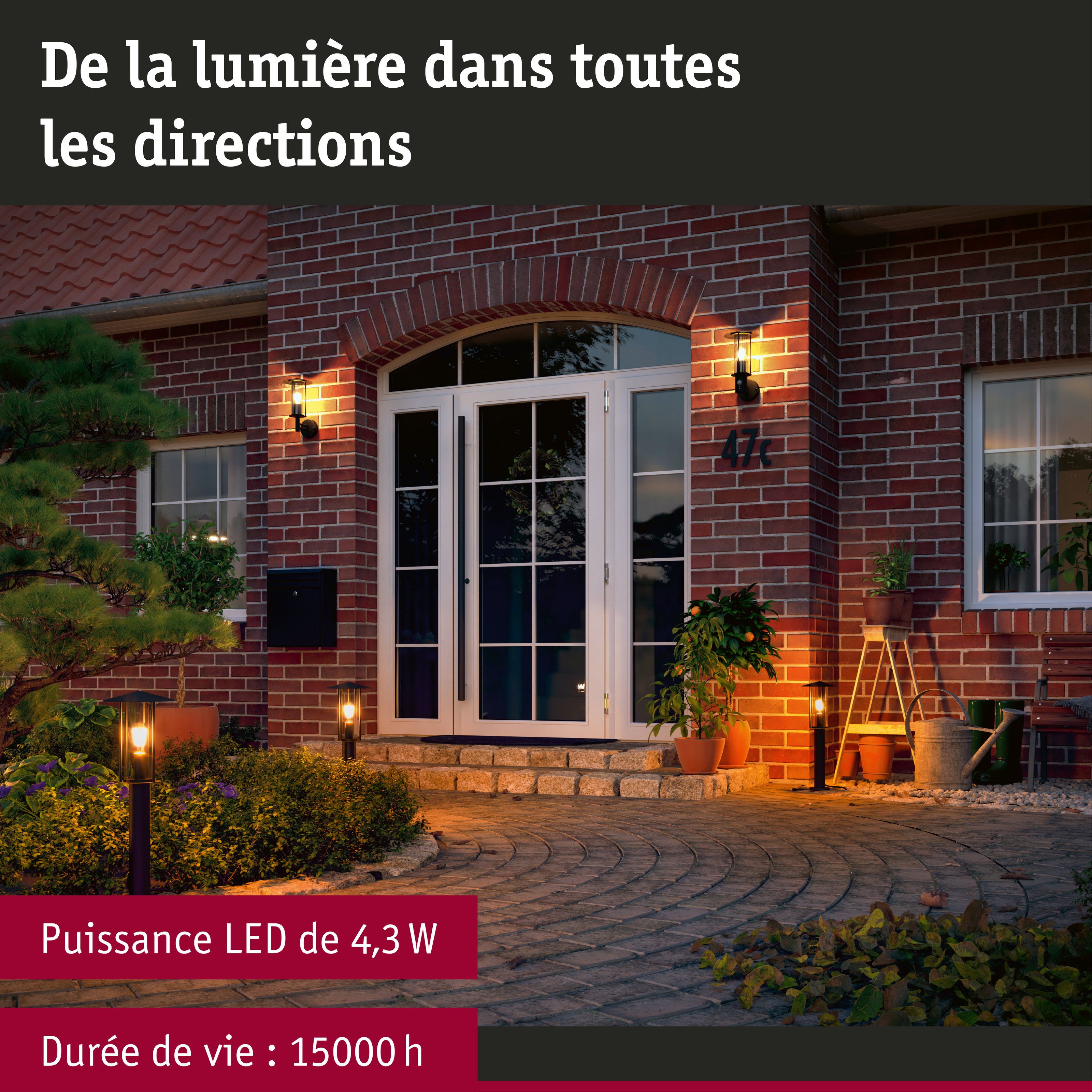 Filament 230 V Ampoule LED E27 favorable aux insectes 420lm 4,3W 2200K Clair