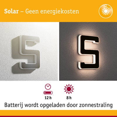 Zonne-energie S-vormige wandlamp met wit frame en warm wit licht voor energiebesparende verlichting