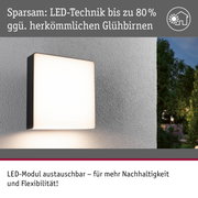Modernes LED-Wandleuchte mit schwarzem Rahmen an grauer Wand, energiesparende Außenbeleuchtung
