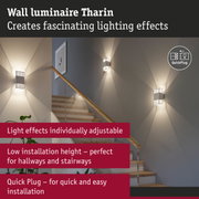 White Tharin wall luminaire with adjustable light effects, perfect for hallway and stairway lighting