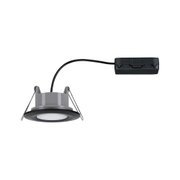 Round grey LED recessed light with black trim and cable for modern indoor lighting solutions