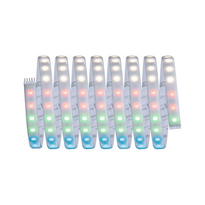 Flexible LED strip with colorful RGB diodes for decorative and ambient lighting solutions.