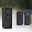 Socket column Rio Twilight switch IP44 Anthracite Three black metal outdoor power sockets with protective covers in a garden setting