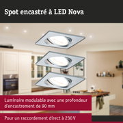Spot encastré LED Nova en aluminium brossé argenté pour éclairage moderne de cuisine