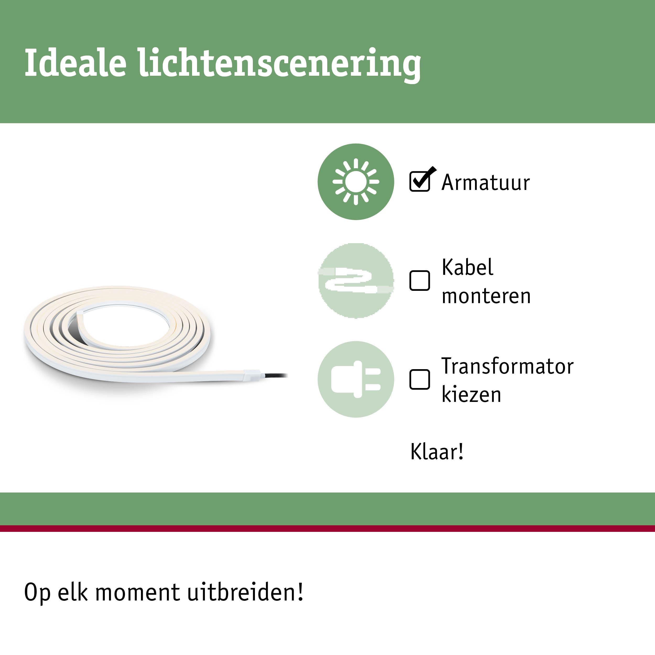 Opgerolde witte LED-lichtstrip met handleiding voor ideale lichtscènes en montage-instructies