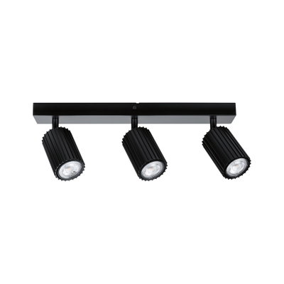 Schwarze LED-Deckenleuchte mit drei verstellbaren Strahlern aus Aluminium für moderne Raumbeleuchtung