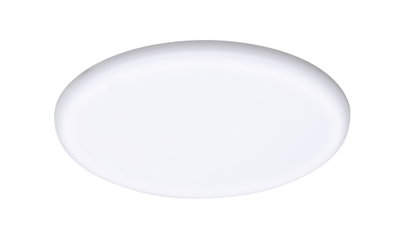 Round white LED ceiling light made of plastic for energy-efficient room lighting