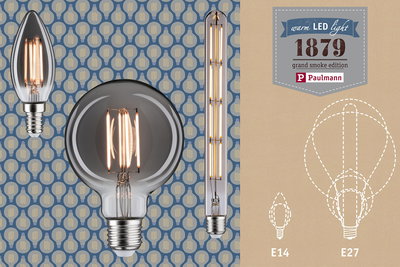 Paulmann 1879 Grand Smoke Edition LED-lampen in E14 en E27 fitting met warm licht en vintage look