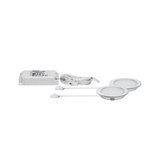 Ensemble de spots LED encastrables avec driver en plastique blanc et deux lampes rondes argentées pour éclairage intérieur