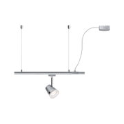 Modern silver aluminium LED ceiling light with adjustable spotlight and cable connection