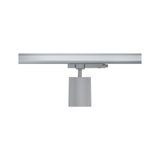 Modern grey metal LED spotlight for track systems, perfect for accent lighting in interiors.
