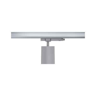 Modern grey metal LED spotlight for track systems, perfect for accent lighting in interiors.