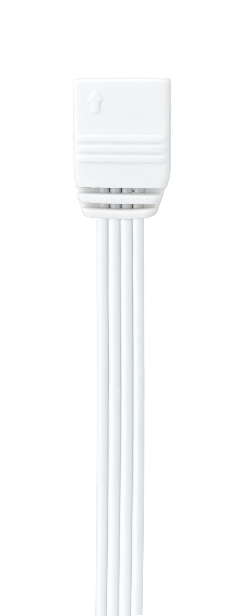 White plastic connector with four cables, suitable for LED lighting and electronic connections