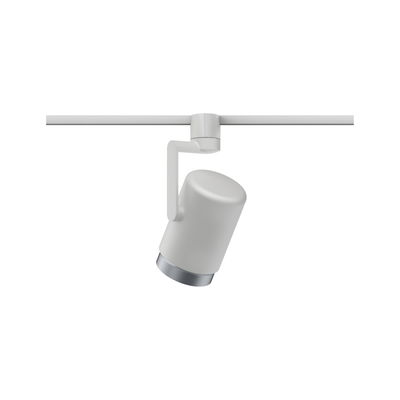 Moderne witte metalen LED-spot met zilveren rand voor railsverlichtingssystemen