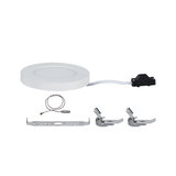 Round white LED recessed panel with metal mounting accessories and cable for modern lighting