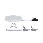 Round white LED recessed panel with metal mounting accessories and cable for modern lighting