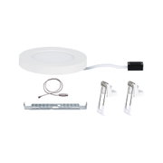 Round white LED recessed panel with metal mounting accessories and cable for modern lighting