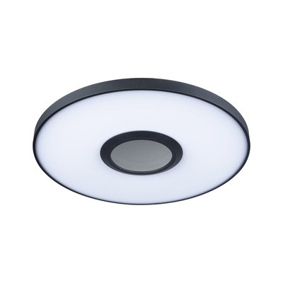 Plafonnier LED rond avec cadre en métal noir et diffuseur blanc pour éclairage moderne