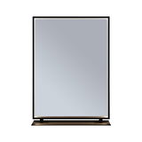Modern rectangular mirror with black metal frame and shelf for bathroom or hallway
