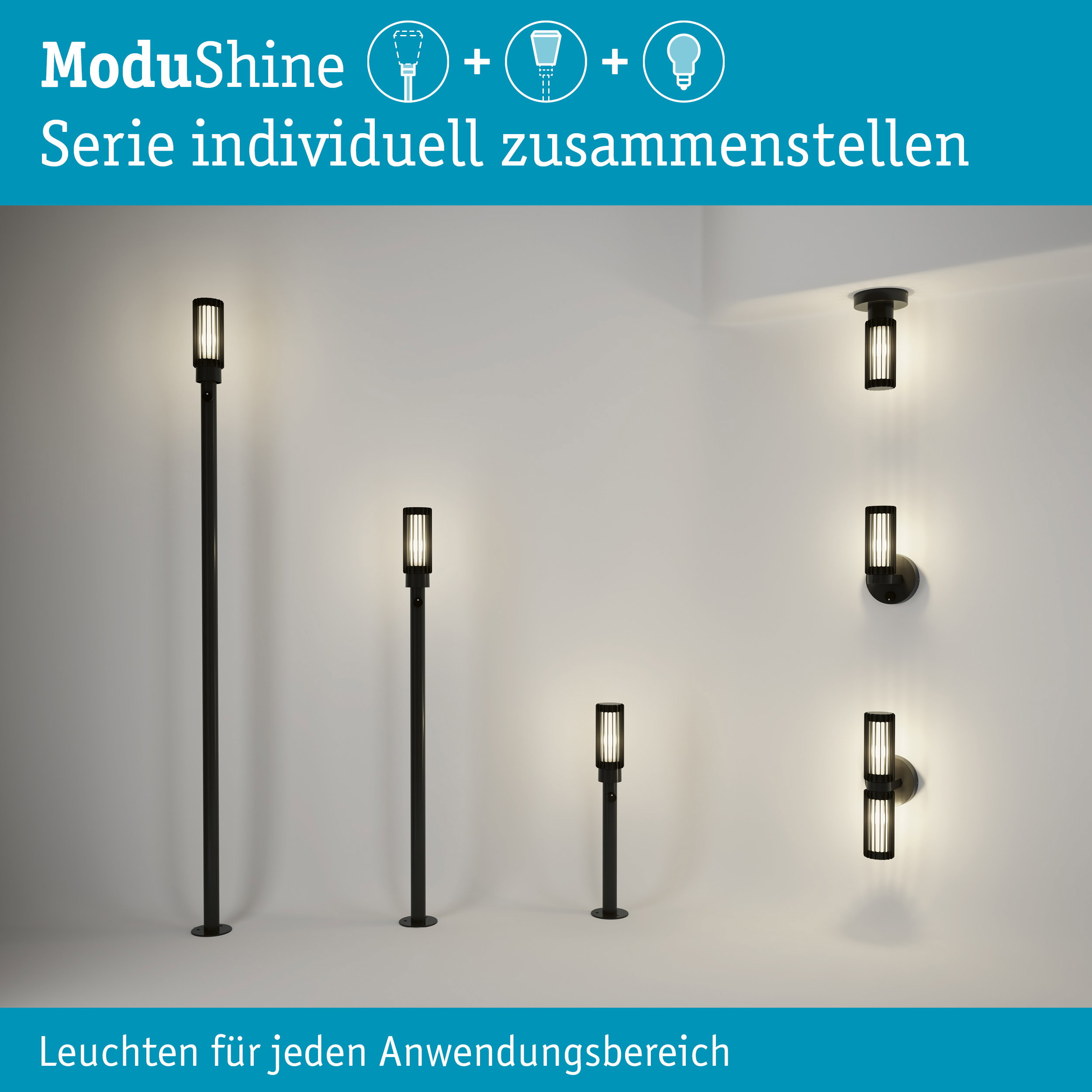 ModuShine Schirm Ferina IP44 zylindrisch Anthrazit