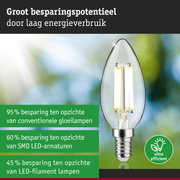 Energiezuinige LED-filamentlamp met helder glas en zilveren fitting voor milieuvriendelijke verlichting