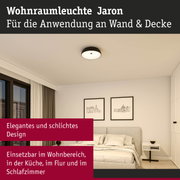 Wohnraumleuchte Jaron mit schwarzem Rahmen und weißem Diffusor, Deckenleuchte für Wohnbereich und Schlafzimmer