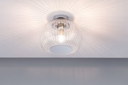 Ceiling light with ribbed clear glass and warm white light for elegant room illumination