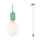 Groene hanglamp met stoffen kabel en ronde lamp voor moderne woonruimtes
