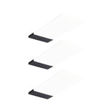 Tre flade hvide LED-loftslamper med sorte endestykker til moderne rumbelysning